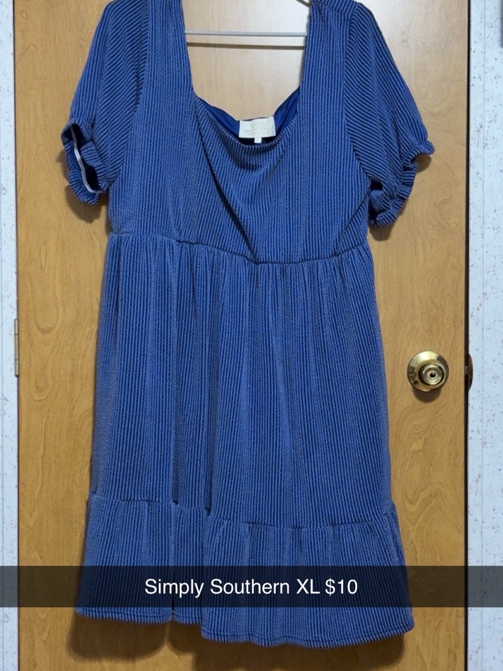 Simply Southern Royal Blue Textured Tiered Short Sleeve Dress